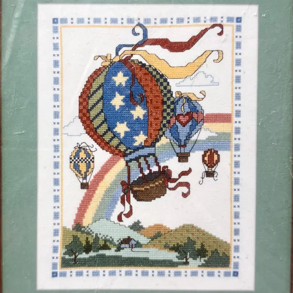 Hot Air Balloons Rainbow Counted Cross Stitch Kit Imaginations Vintage 90s 1996